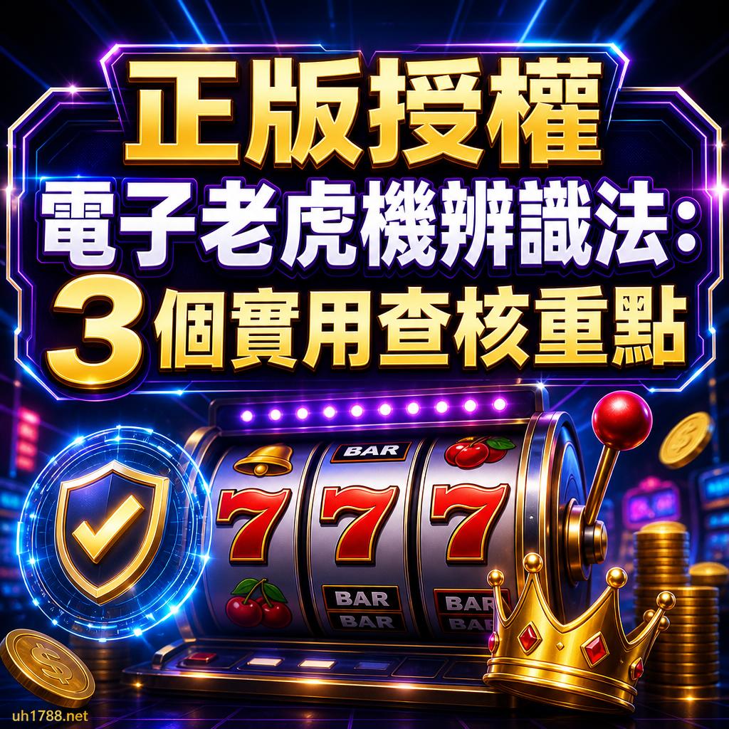 正版授權電子老虎機辨識法：3 個實用查核重點示意圖